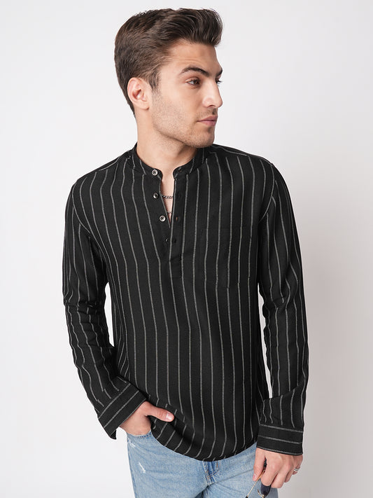 Sable Black Chalk Striped Kurta