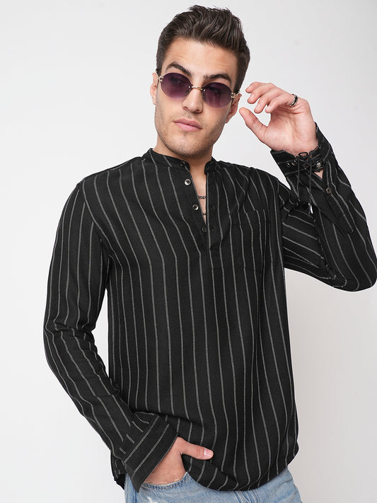 Sable Black Chalk Striped Kurta