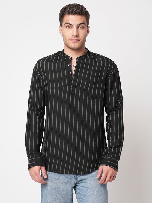 Sable Black Chalk Striped Kurta