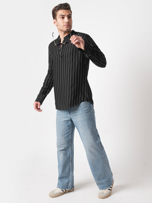 Sable Black Chalk Striped Kurta