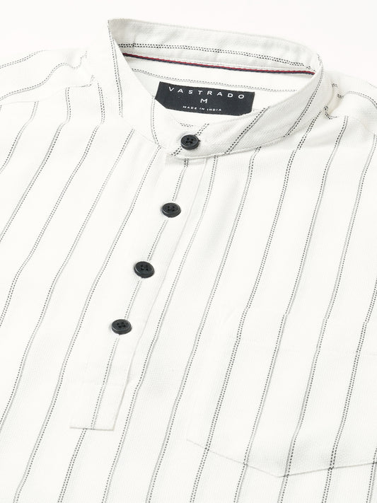 White Pencil Stripe Kurta