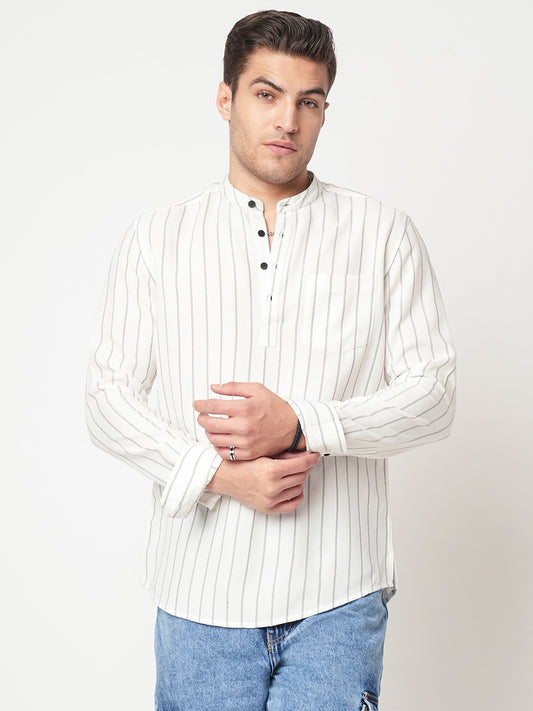 White Pencil Stripe Kurta
