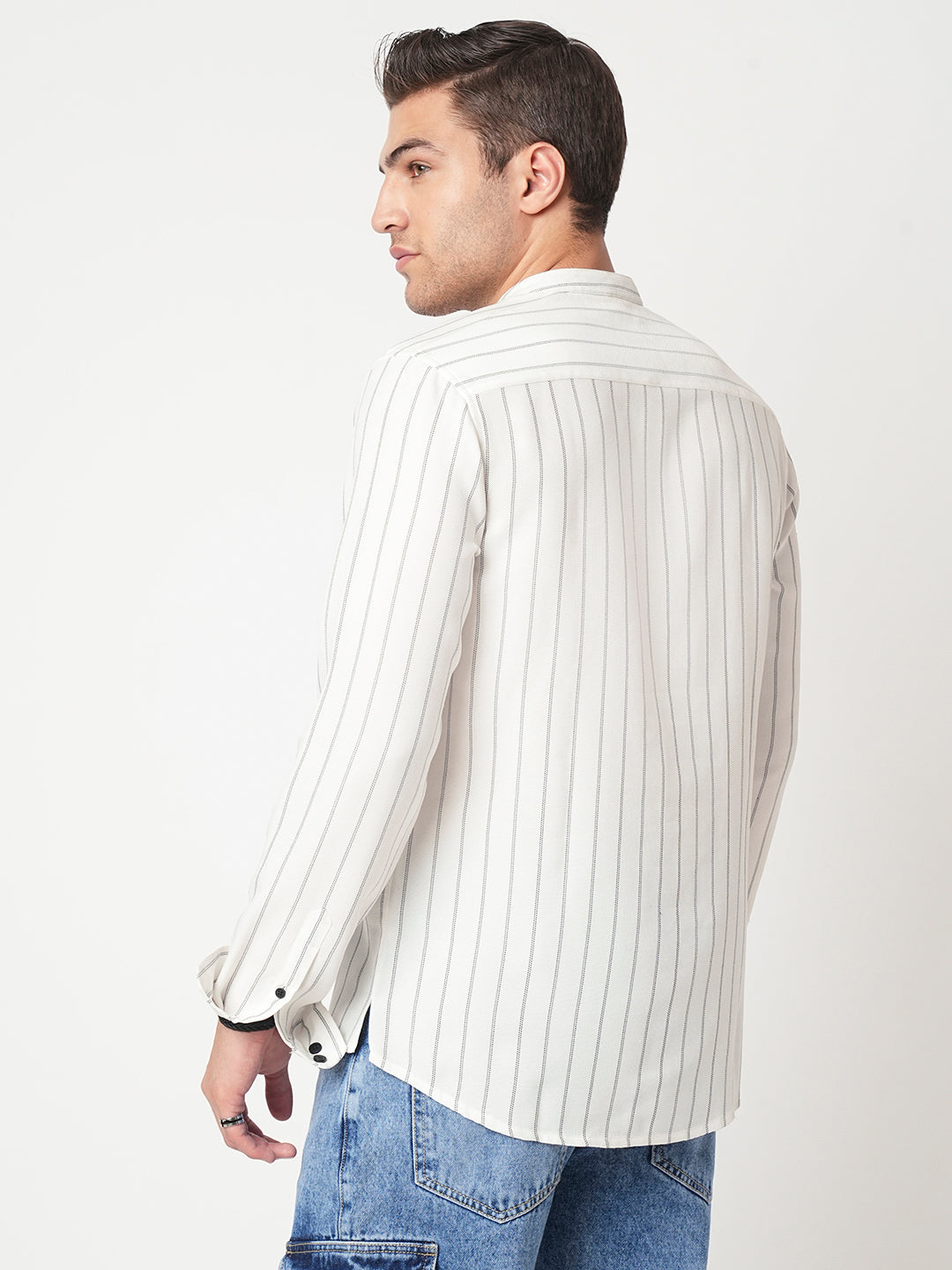 White Pencil Stripe Kurta