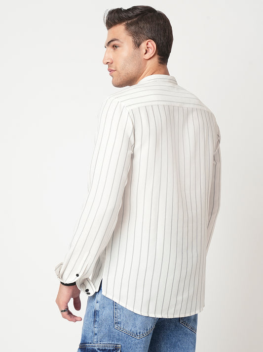 White Pencil Stripe Kurta