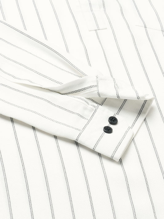 White Pencil Stripe Kurta