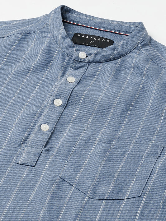 Carolina Blue Chalk Striped Kurta