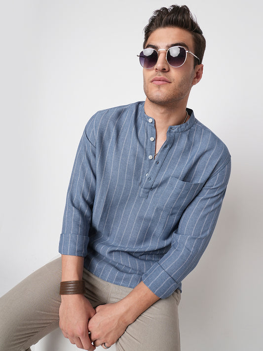 Carolina Blue Chalk Striped Kurta