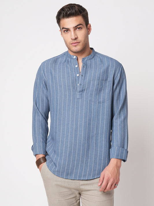 Carolina Blue Chalk Striped Kurta