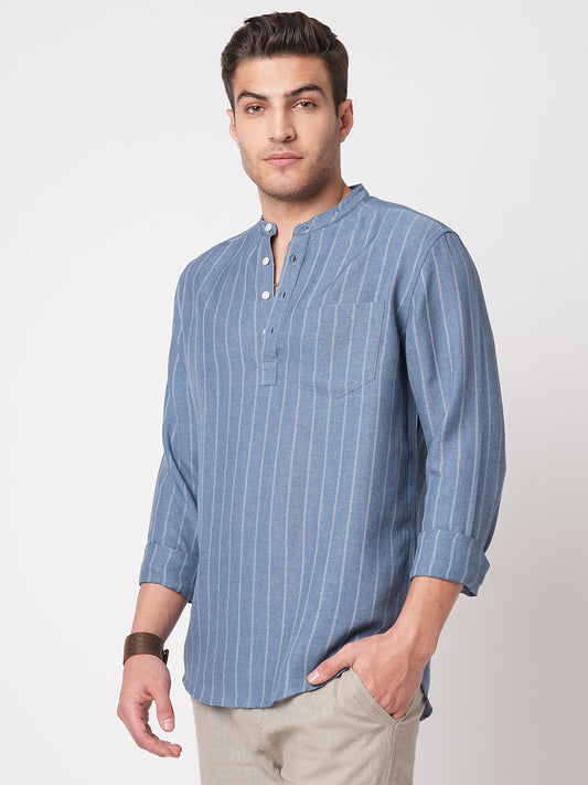 Carolina Blue Chalk Striped Kurta