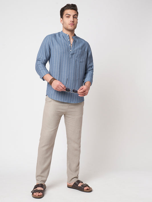 Carolina Blue Chalk Striped Kurta