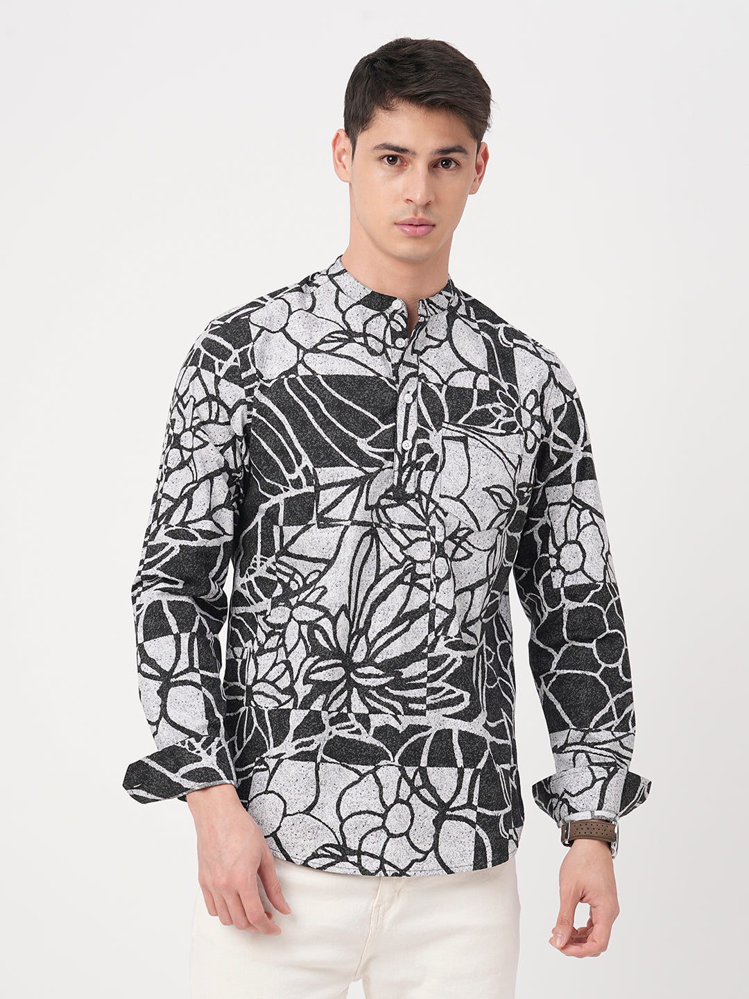 Obsidian Black Abstract Printed Kurta