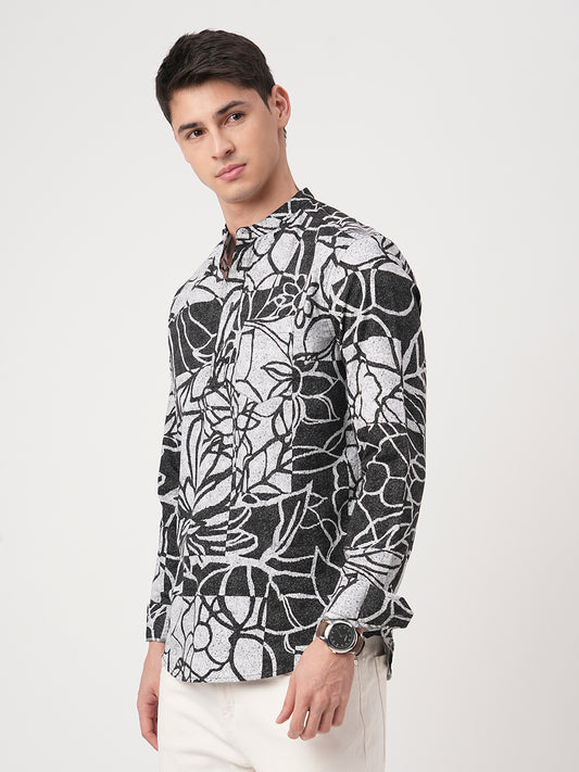 Obsidian Black Abstract Printed Kurta