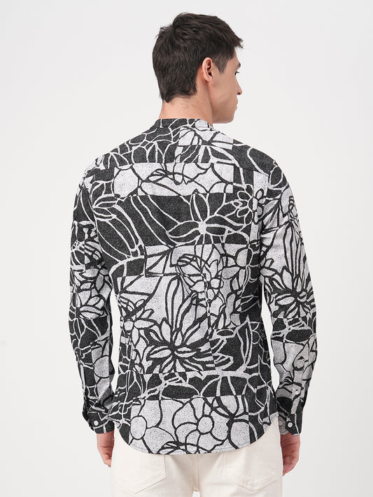 Obsidian Black Abstract Printed Kurta