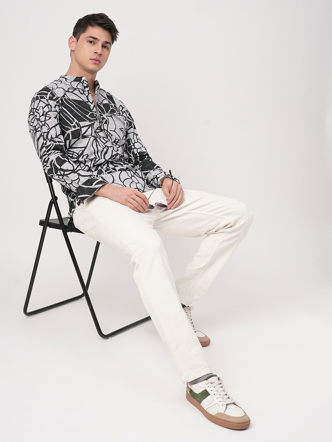 Obsidian Black Abstract Printed Kurta