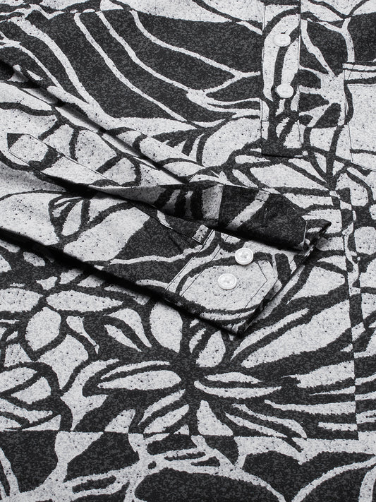 Obsidian Black Abstract Printed Kurta