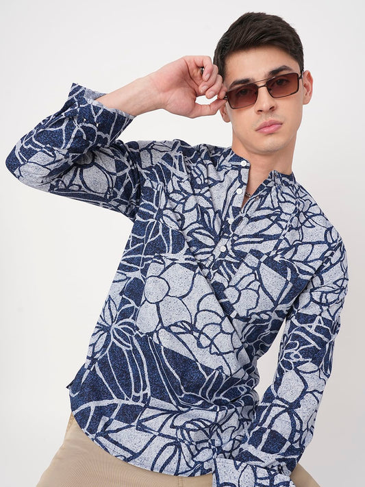 Penn Blue Abstract Printed Kurta