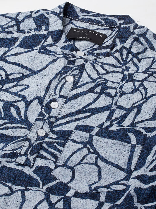 Penn Blue Abstract Printed Kurta