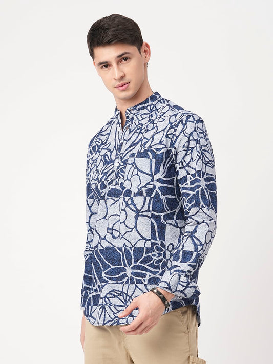 Penn Blue Abstract Printed Kurta