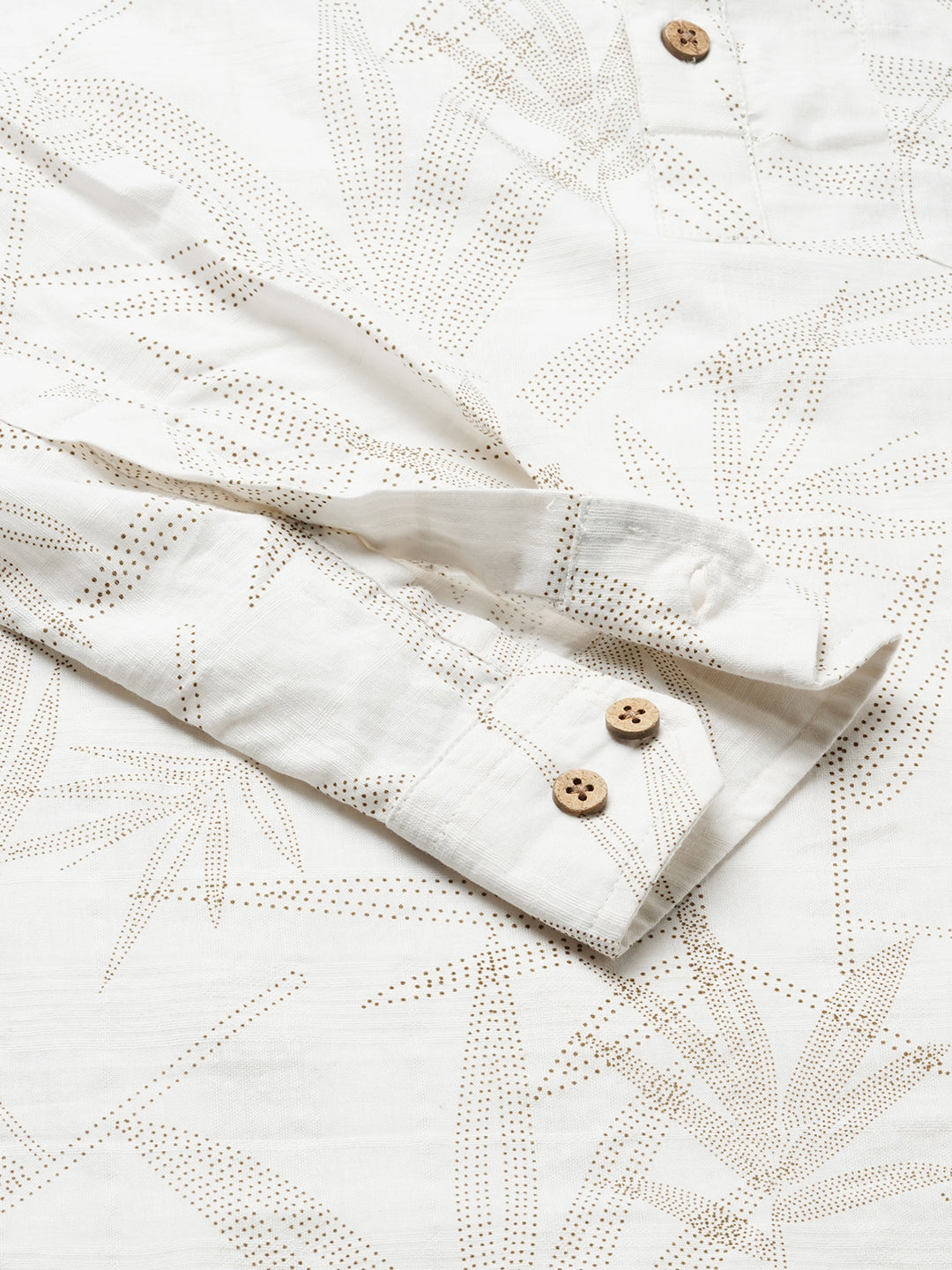 Stippling Artistry Ivory Leaf Printed Kurta