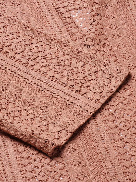 Georgia Peach Crochet Oversized Polo Shirt