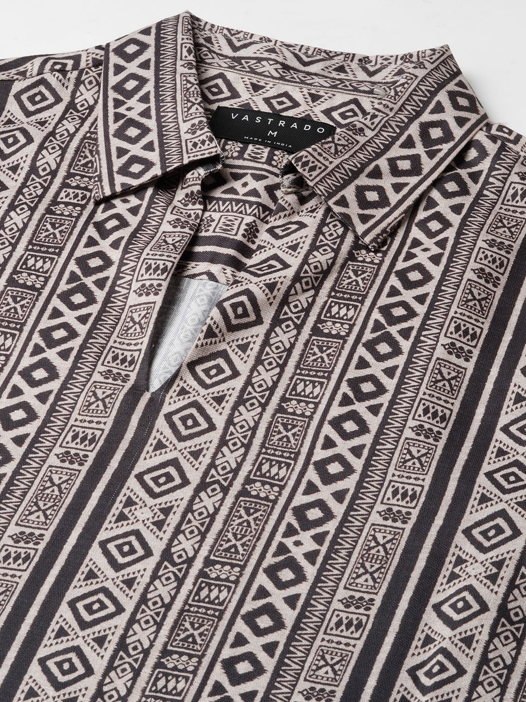Brown Tribal Print Oversized Polo Shirt