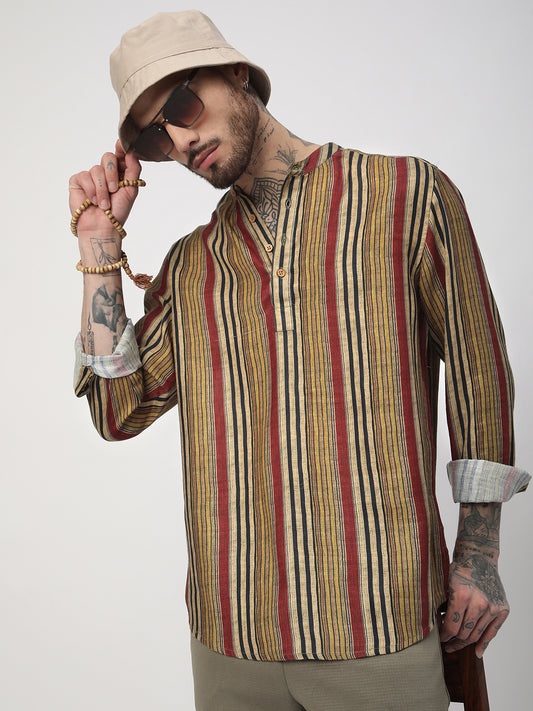 Spiffy Multicolour Roman Stripe Kurta