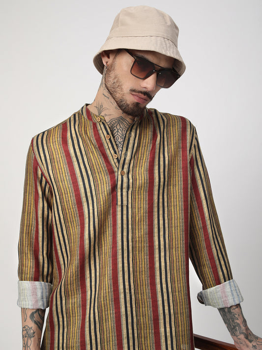 Spiffy Multicolour Roman Stripe Kurta