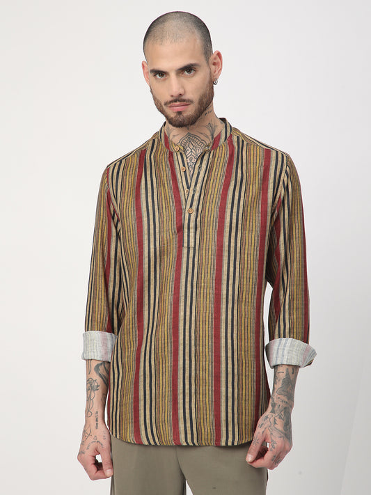 Spiffy Multicolour Roman Stripe Kurta
