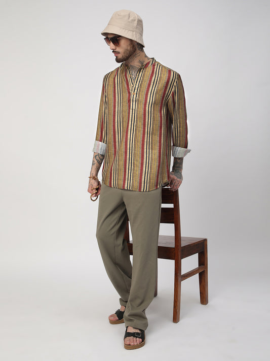 Spiffy Multicolour Roman Stripe Kurta