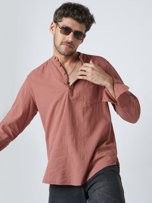 Timeless Coral Seersucker Kurta