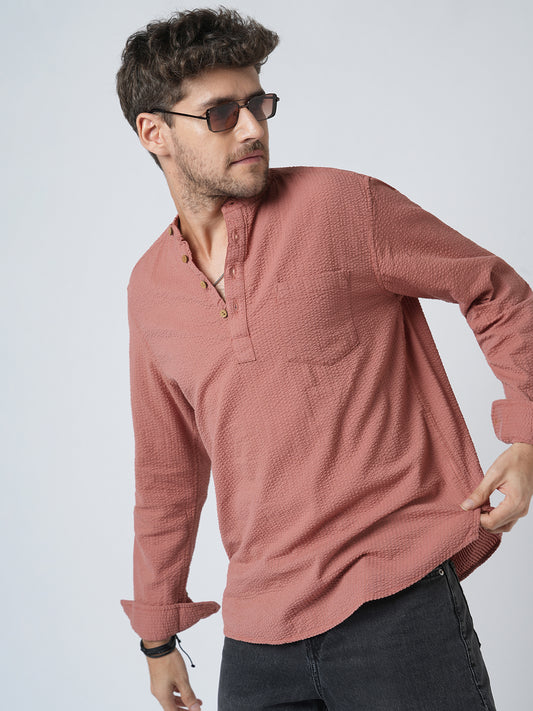Timeless Coral Seersucker Kurta