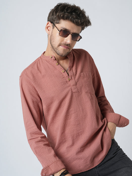 Timeless Coral Seersucker Kurta