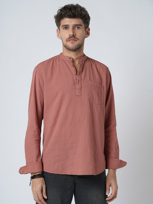 Timeless Coral Seersucker Kurta
