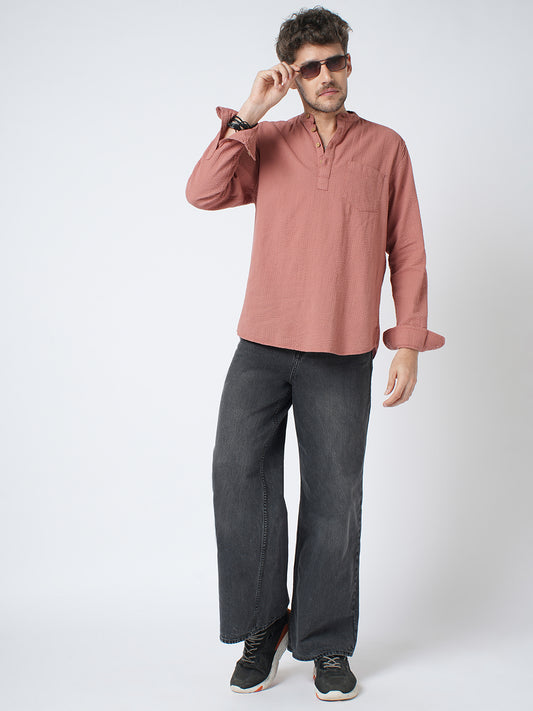 Timeless Coral Seersucker Kurta