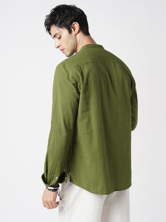Basil Green Seersucker Kurta