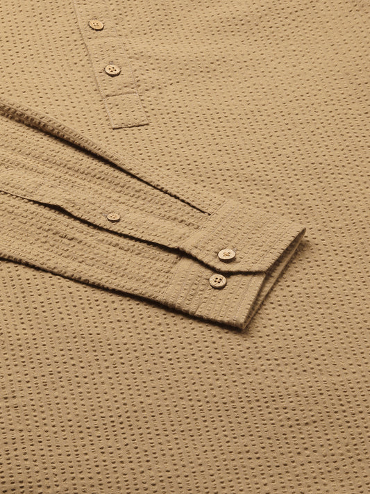 Peanut Brown Seersucker Kurta