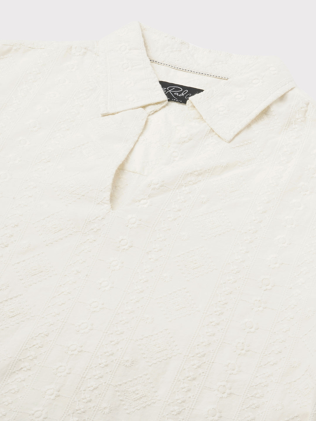 Ivory Meadow Opulent Detail Embroidery Oversized Polo Shirt
