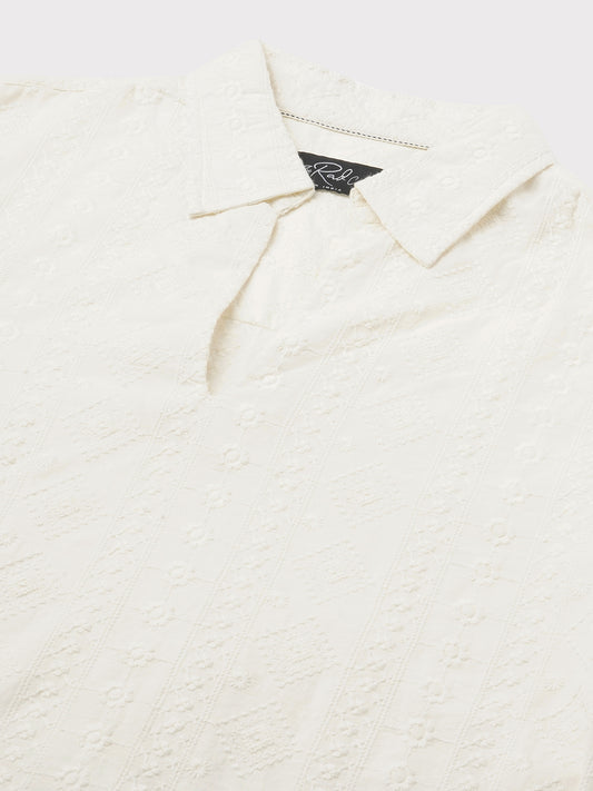 Ivory Meadow Opulent Detail Embroidery Oversized Polo Shirt