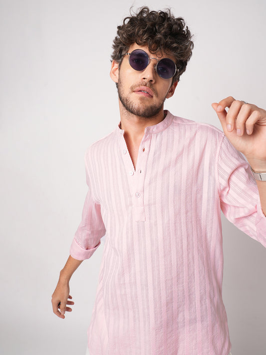 Pastel Pink Summer Grace Stripe Kurta