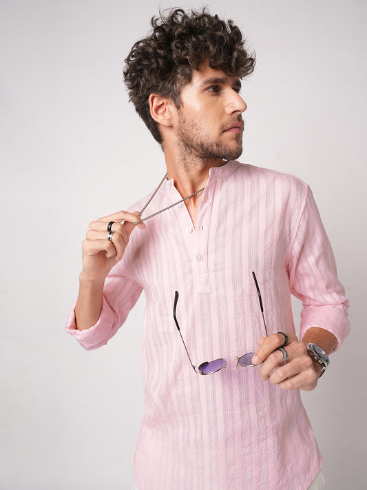 Pastel Pink Summer Grace Stripe Kurta