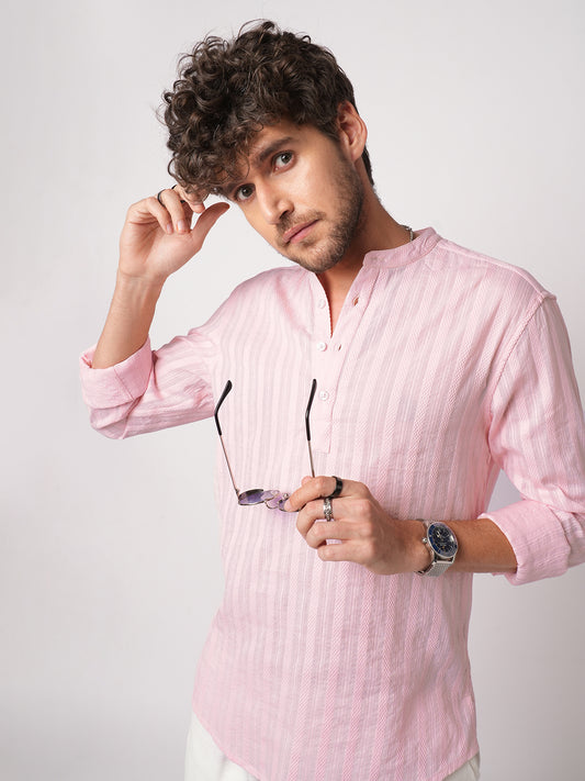 Pastel Pink Summer Grace Stripe Kurta