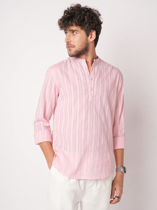 Pastel Pink Summer Grace Stripe Kurta