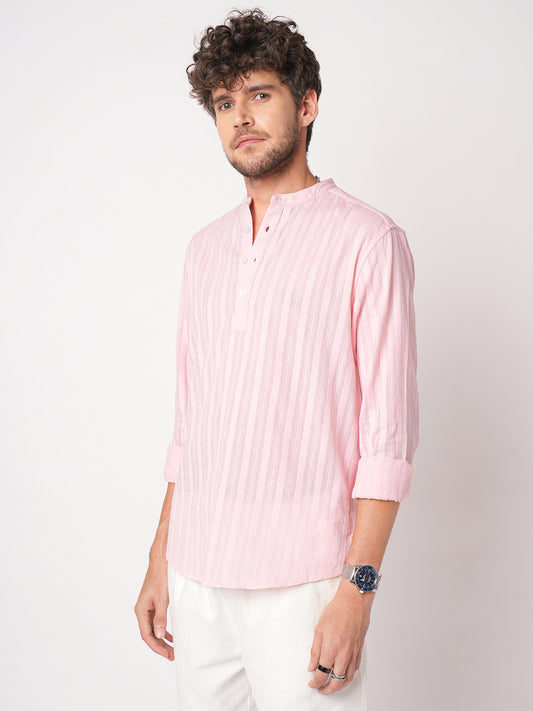 Pastel Pink Summer Grace Stripe Kurta