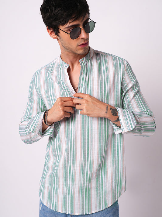 Retro Shoreline Azure Blue Kurta