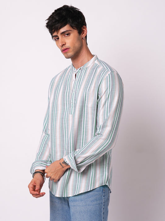 Retro Shoreline Azure Blue Kurta
