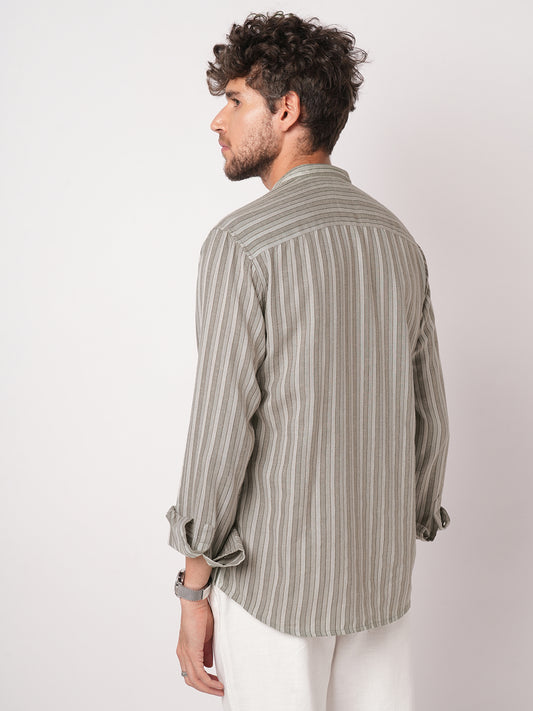 Grey Mist Awning Stripe Kurta