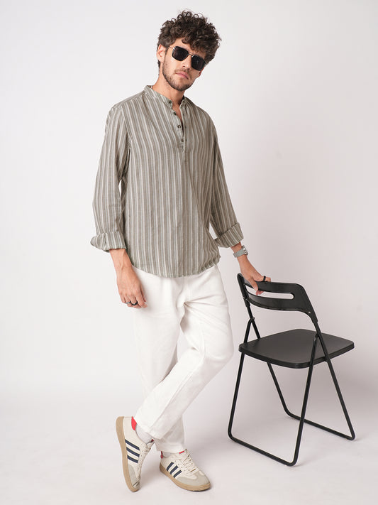 Grey Mist Awning Stripe Kurta