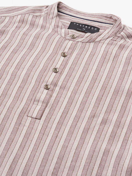 Cordovan Maroon Awning Stripe Kurta