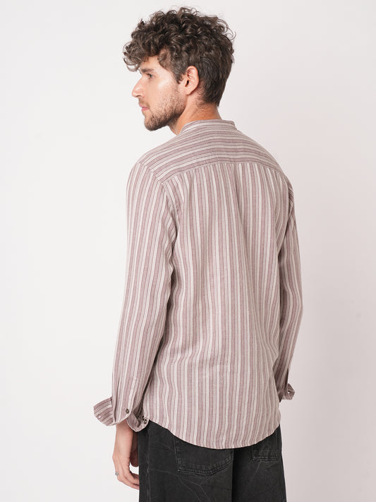 Cordovan Maroon Awning Stripe Kurta