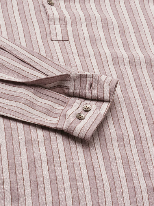Cordovan Maroon Awning Stripe Kurta